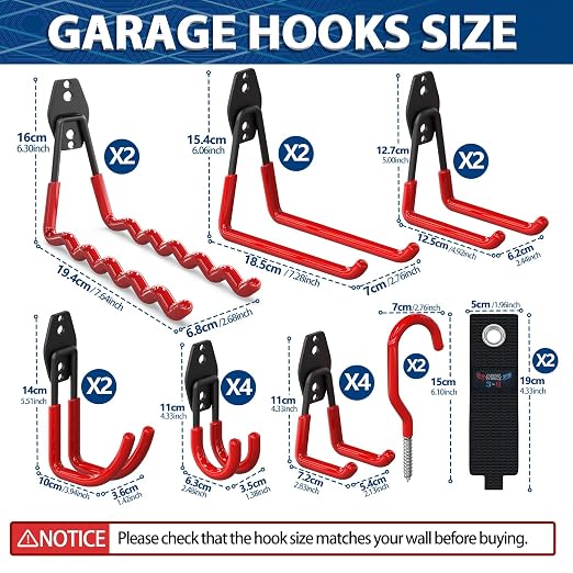 3-H Garage Wall Hooks 60 Pack, Heavy Duty Garage Hooks - Image 2