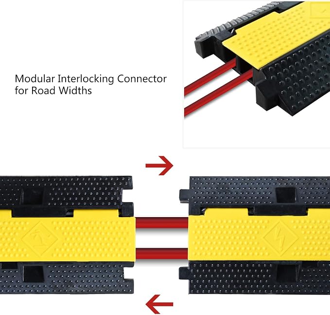 2 Pack Rubber Cable Ramp Hose Cable Protector Ramp 2 Channel 22000Lbs Load - Image 4