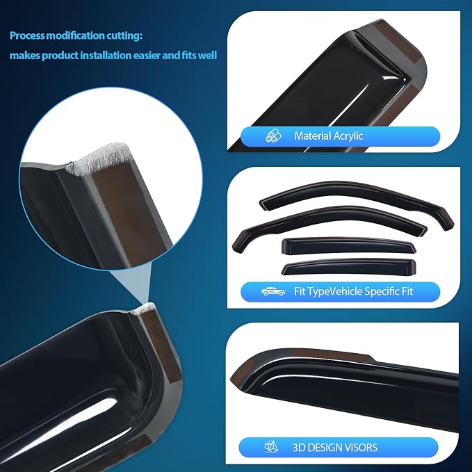 Nilight Durable in Channel Rain Guards - Image 2