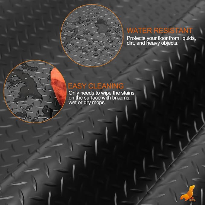 SEAL 6 x 20 Ft Premium Garage Floor Mat, Solid 2.8mm Thickened Black Commercial - Image 4
