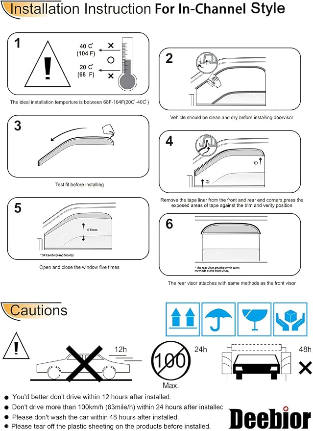 192328 Side Window Wind Deflector, Window Visor fit - Image 6