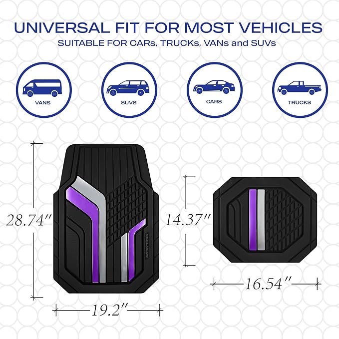 Skechers Heavy Duty Rubber Car Floor Mats, Dual Color Design Floor Mats - Image 6