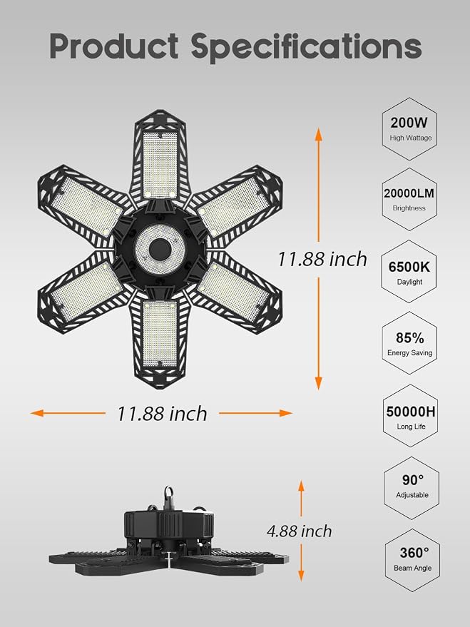 SEOBIOG LED Garage Lights 4 Pack, 200W 20000LM Plug in Linkable LED Shop Light - Image 7