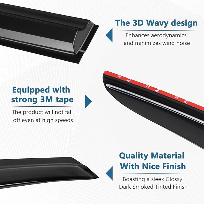 4PCS Rain Guards Fit for Honda Odyssey 2005-2010, Front & Rear Window Visors - Image 7
