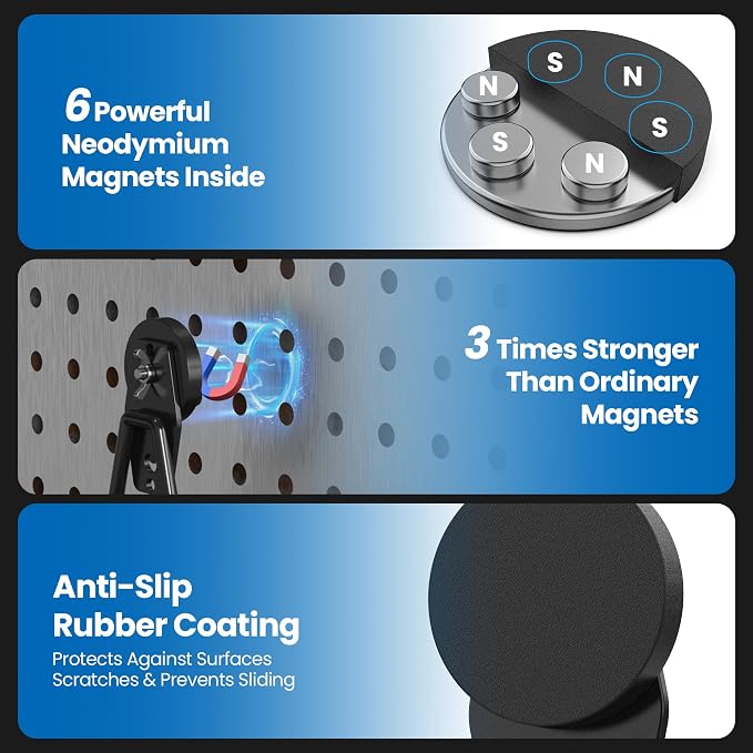 6 Pack Large Heavy Duty Magnetic Hook Extra Strong Magnetic Garage Hooks Big - Image 4