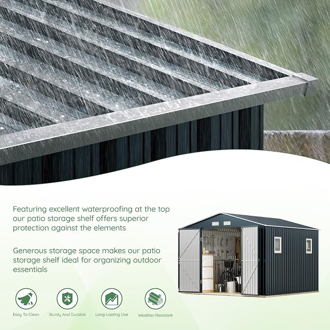 10X10X7.5 FT Outdoor Steel Storage Shed - Image 7