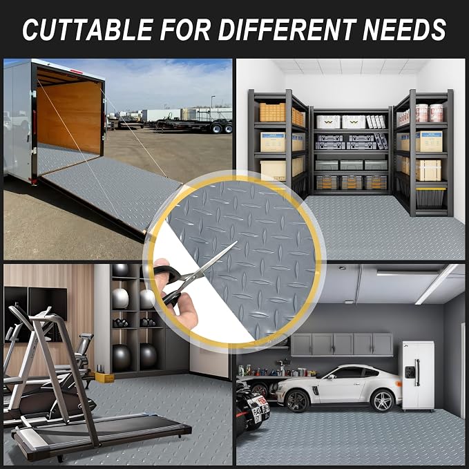 8x20 FT Garage Floor Mat, 2.8mm Thickened Flooring Roll Diamond Plate PVC - Image 8