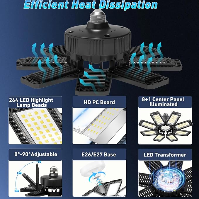 Garage Light 6 Pack - 240W 24000LM 6500K Garage Lights Ceiling LED - Image 3