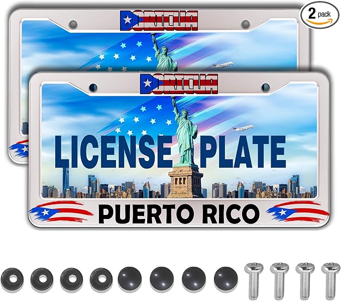 License Plate Holder for Women Multicolor License Plate Frames for Men Boricua by Unknown