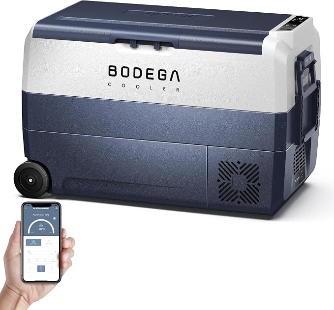 BODEGACOOLER 12 Volt Car Refrigerator, 53Quart RV Fridge APP Control, Portable by BODEGA