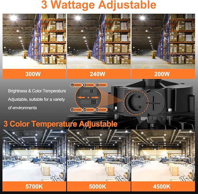 9Pack LED High Bay Lights, 300W UFO High Bay LED Shop Lights, 45000LM - Image 5