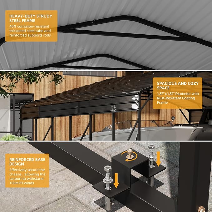 20' x 30' Heavy Duty Metal Carport - Image 3