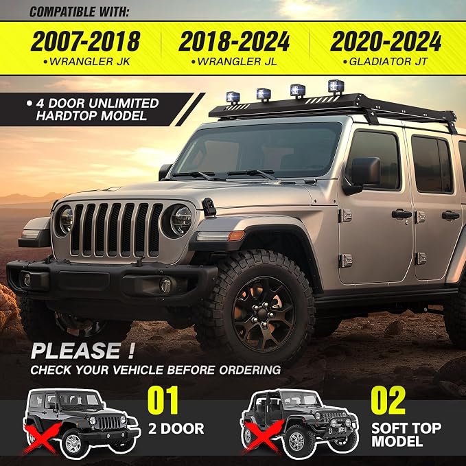 Roof Rack Cargo Basket with 4PCS LED Light Bar Compatible - Image 2