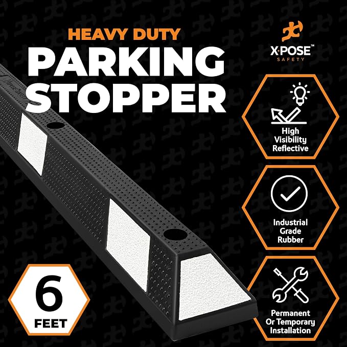 Xpose Safety 72" Heavy Duty Rubber Parking Stopper – Bulk 2 Full Pallets 100 - Image 2