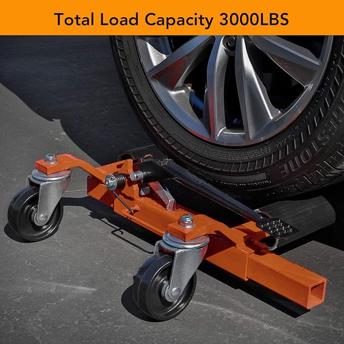 4 Pcs Car Wheel Dolly with Hydraulic Tire Jack, 1500LBS Capacity Trailer Dolly - Image 3