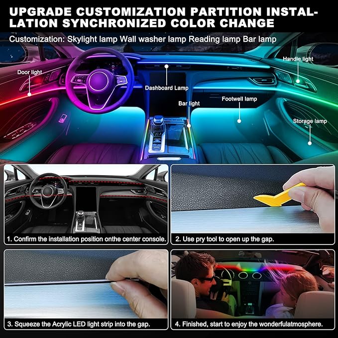 Dreamcolor Acrylic Interior Car LED Strip Light - Image 5