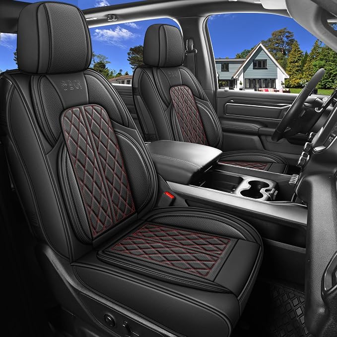 Car Seat Cover Custom Fit for Dodge Ram 1500 2500 3500 2002-2025 Faux Leather by DuDuWang