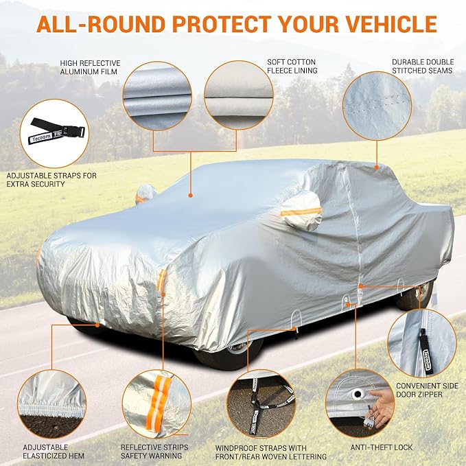 Tecoom Truck Cover Waterproof All Weather, 3 Layers Pickup Cover - Image 2