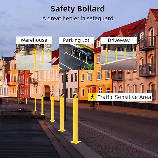 4-Pack Heavy Duty Safety Bollards, 4.5" Diameter Steel Pipe Bollard Post - Image 7