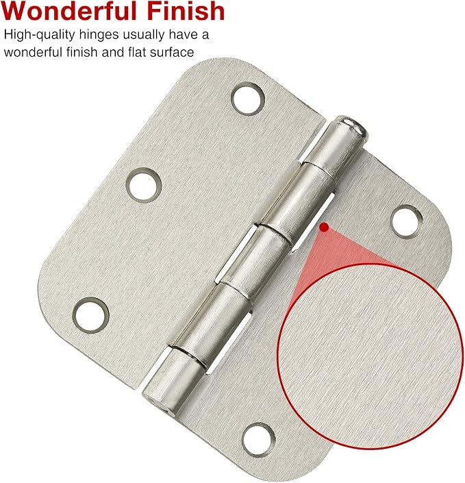 30 Pack Rounded Satin Door Hinges Brushed Nickel 3.5 Inch Interior 3 1/2 Inch - Image 3
