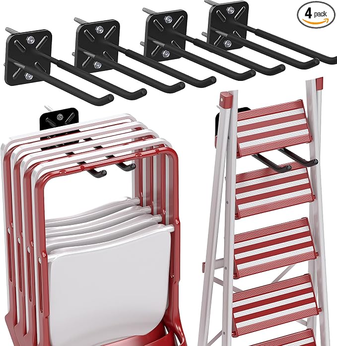 4Pcs Heavy Duty Storage Hooks, Alloy Steel, Wall Mount, 120lb Capacity by TZDTMEOS
