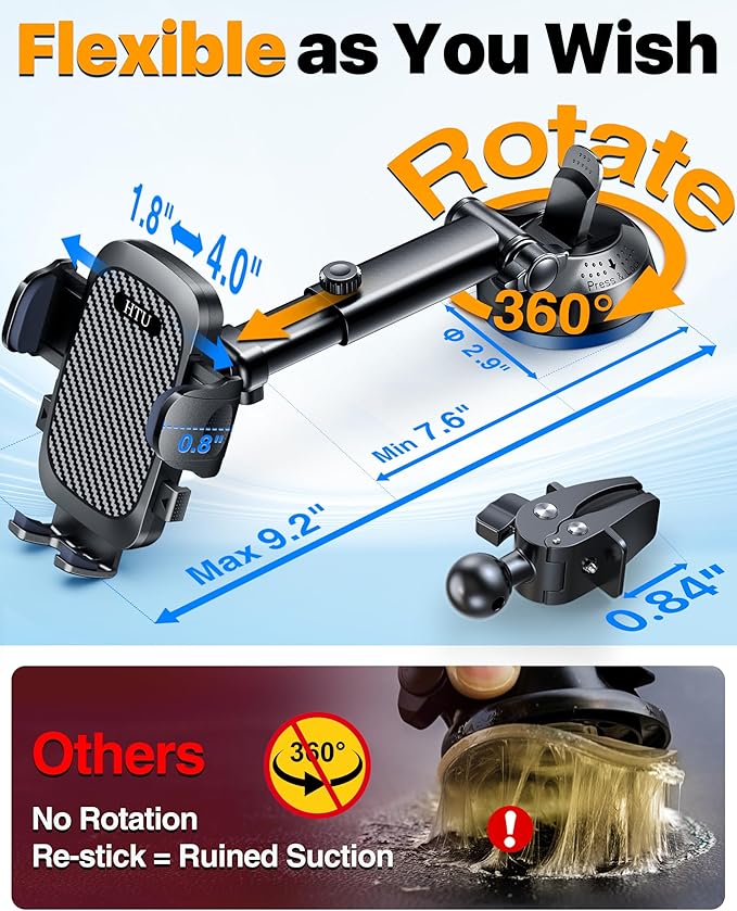 HTU 2025 Best Car Phone Holder 【Ultimate 5-in-1 & Upgraded 100+LBS Strongest - Image 4