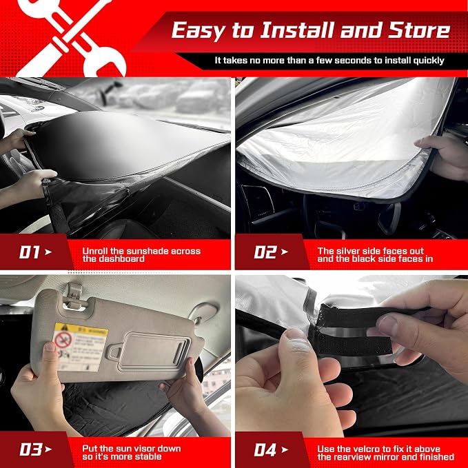 ARISMOTOR Windshield Sun Shade for Ni-ssan Kicks 2018-2024, Custom Fit Foldable - Image 6