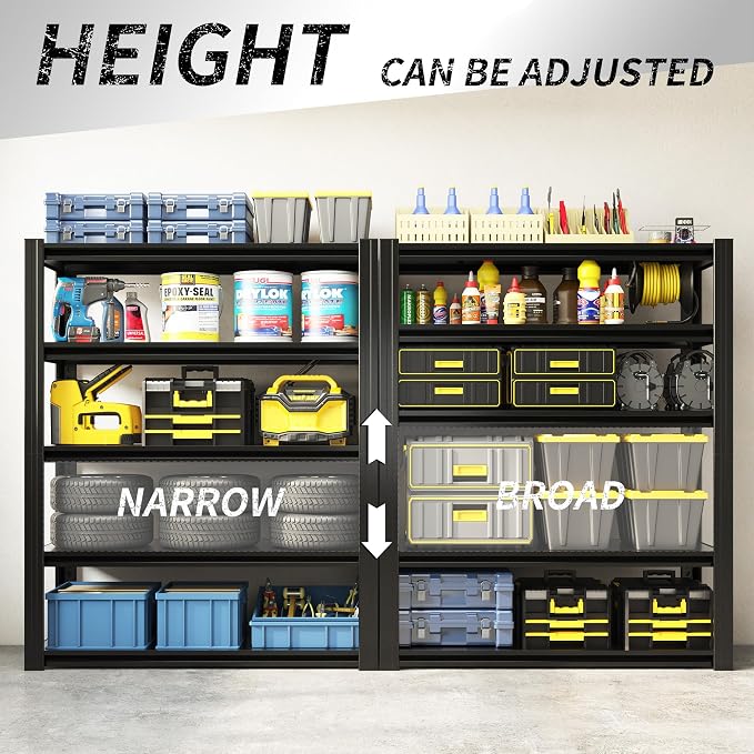 63" H Heavy Duty Garage Shelving 3000LBS Storage Shelves Adjustable 5 Tier - Image 5