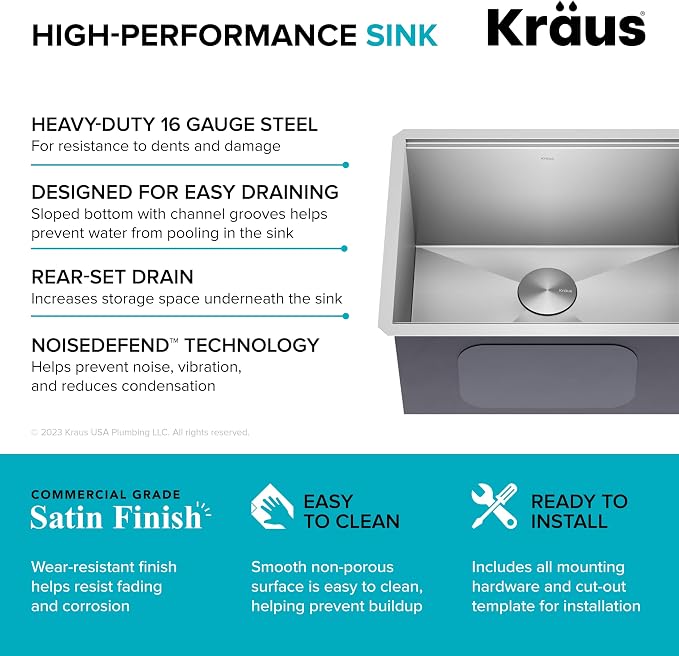 KRAUS Kore 23-Inch Undermount Workstation Single Bowl 16 Gauge Deep Laundry - Image 11