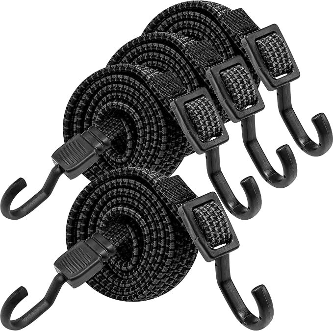 Bungee Cords with Hooks Heavy Duty, Flat Adjustable Bungee Cords with Hooks 40 by Rugtol