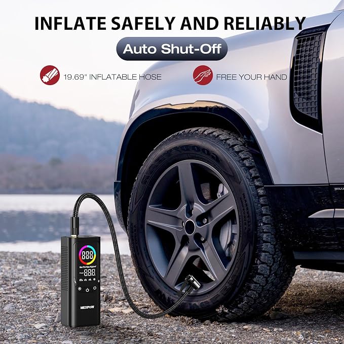 Tire Inflator Portable Air Compressor, NEXPOW 150PSI & 9000mAh Cordless Air Pump - Image 4
