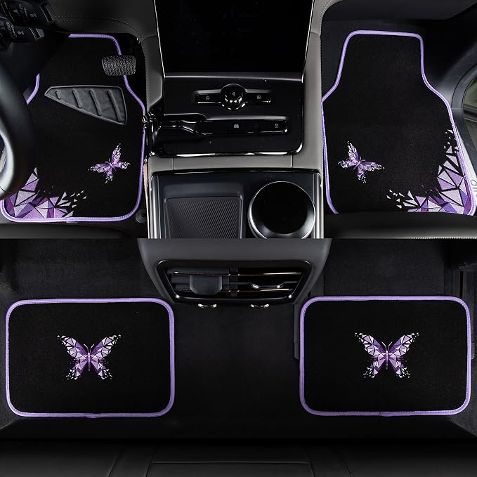 CAR PASS Universal Embroidery Geometric Butterfly Car Floor Mats - Image 6