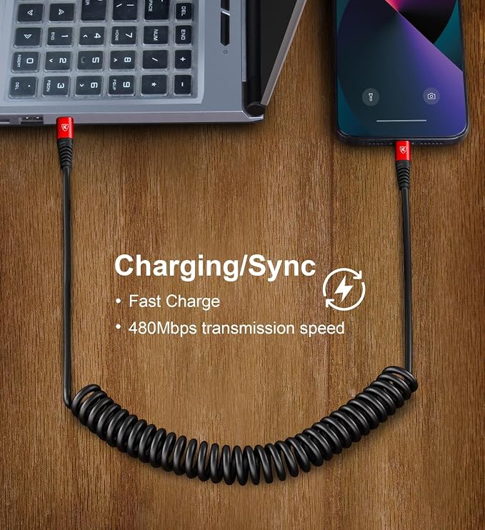 KIYODA USB C to Lightning Cable 6FT 2Pack, Coiled iPhone Charger USB C Fast - Image 5