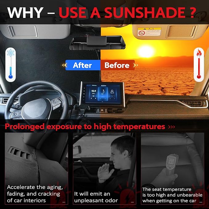 KAYZT Windshield Sun Shade for 2022-2025 2026 Nissan Pathfinder Foldable - Image 4
