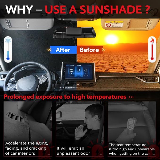 KAYZT Windshield Sun Shade for 2018-2025 Ford Expedition Foldable Sunshade - Image 3