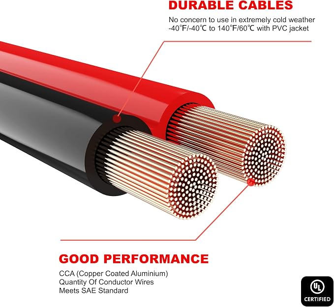 Jumper Cables for car, UL-Listed 8 Gauge 12 Feet Heavy Duty Booster Cables - Image 4