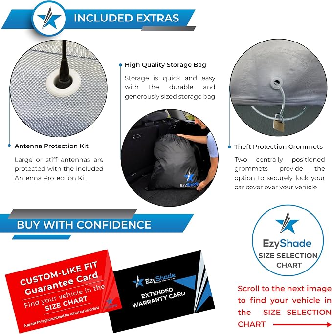 EzyShade 10-Layer SUV Car Cover Waterproof All Weather. See Vehicle Size-Chart - Image 3