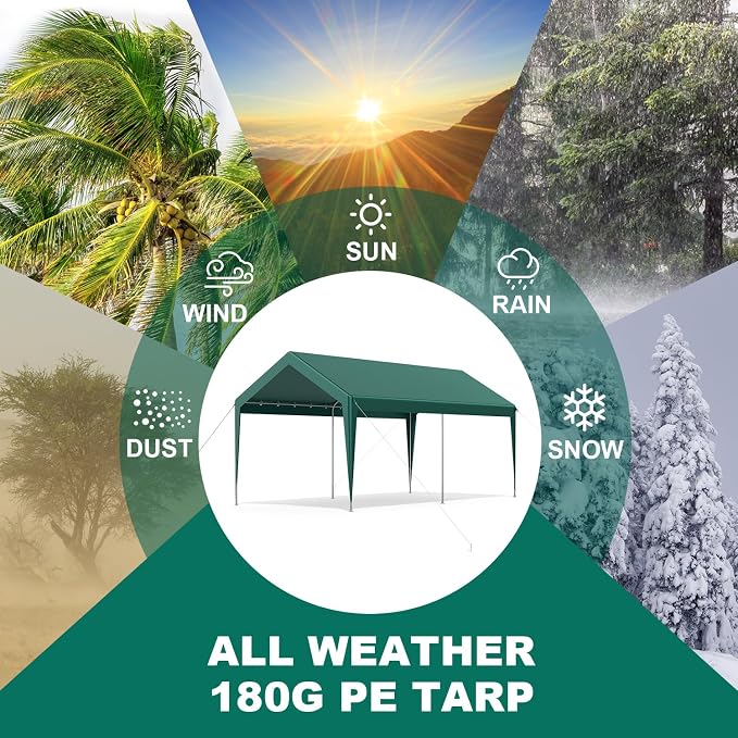 10x20FT Heavy Duty Carport, Portable Car Canopy Garage Boat Shelter Party Tent - Image 3