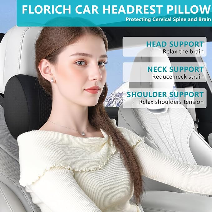 FLORICH 3 PCS Seat Cushion for Carseat Lumbar Support Pillow Car Neck Headrest - Image 2