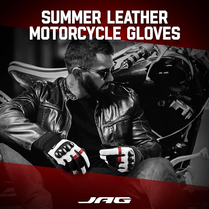 J.A.G. Leather Motorcycle Gloves - Image 4