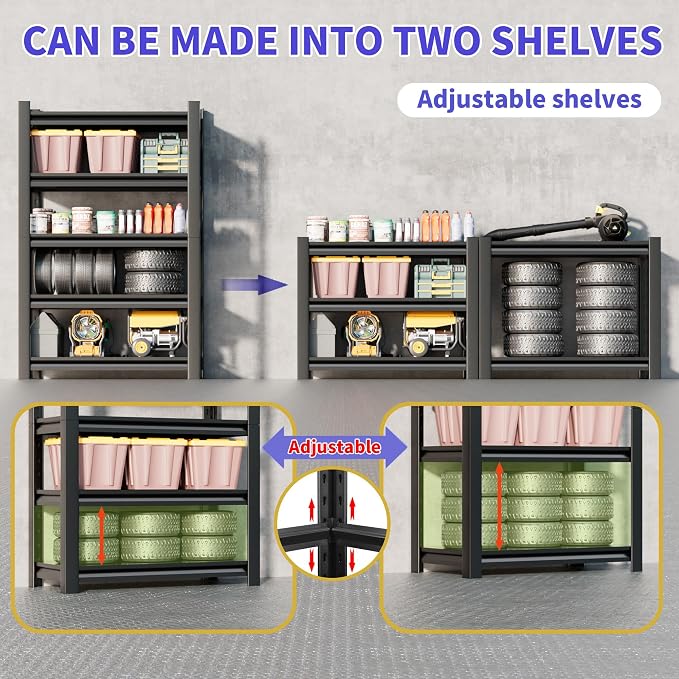 2 Set Garage Shelving Unit 72"H3000bls Heavy Duty Storage Shelves Easy Assembly - Image 6