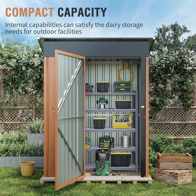 5x3 Ft Storage Shed, Outdoor Metal Shed - Image 2