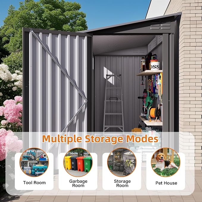 4x9 FT Outdoor Metal Storage Shed - Image 6