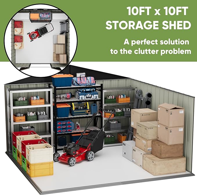 Patiowell 10' x 10' Metal Storage Shed - Image 6
