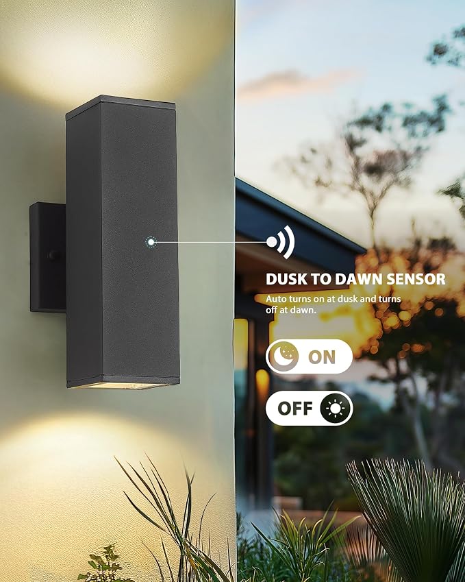 Ken & Ricky Dusk to Dawn Outdoor Lighting, Modern Exterior Wall Lights - Image 2