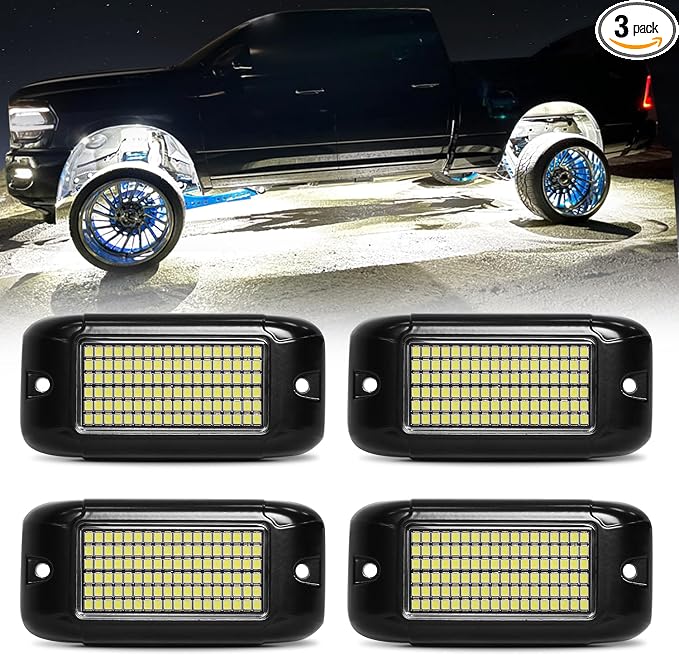 Nicoko 108 High-Power LEDs per Pod 4Pods Pure White Rock Lights Ultra-Bright by Nicoko