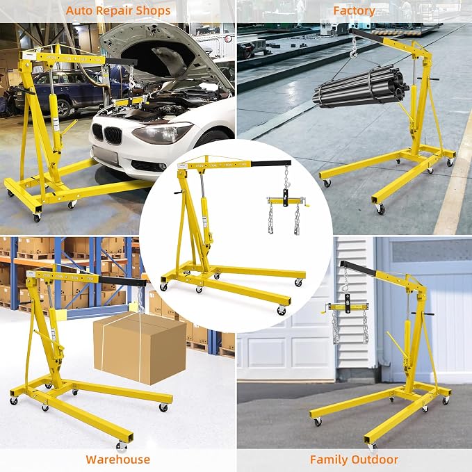 Engine Hoist with Lever, 2 Ton 4000 Lbs Heavy Duty Folding Cherry Picker Engine - Image 7