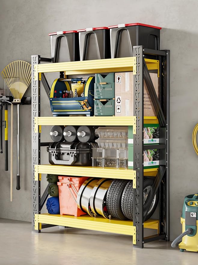 4-Tier Storage Shelves, Adjustable Industrial Metal Shelf System, 200lbs - Image 2