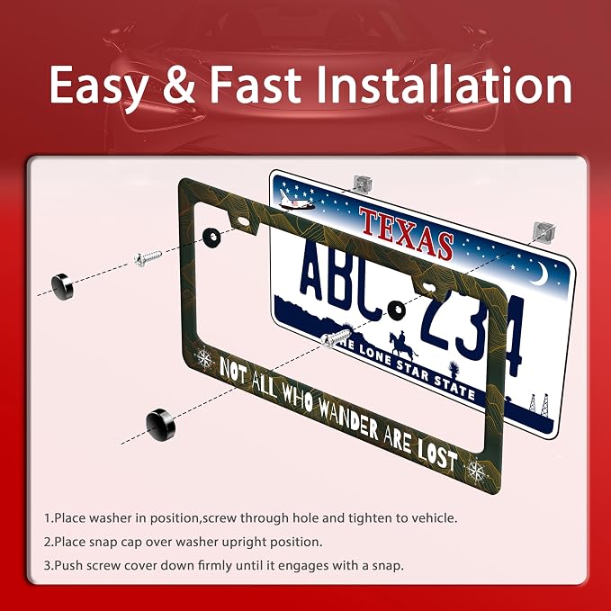 Not All Who Wander are Lost License Plate Frame Funny Golden Mountains License - Image 3