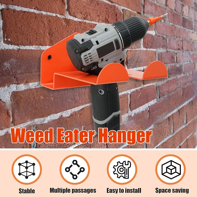 4Pack Weedeater Hanger Wall Mounted Grass Trimmer Rack Heavy Duty Garden Tool - Image 2